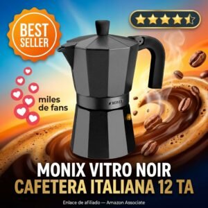 Cafetera Italiana Monix Vitro Noir 12 Tazas: café para todos