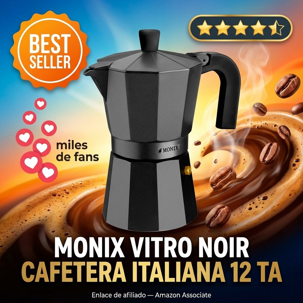 Monix Vitro Noir Cafetera Italiana 12 Tazas
