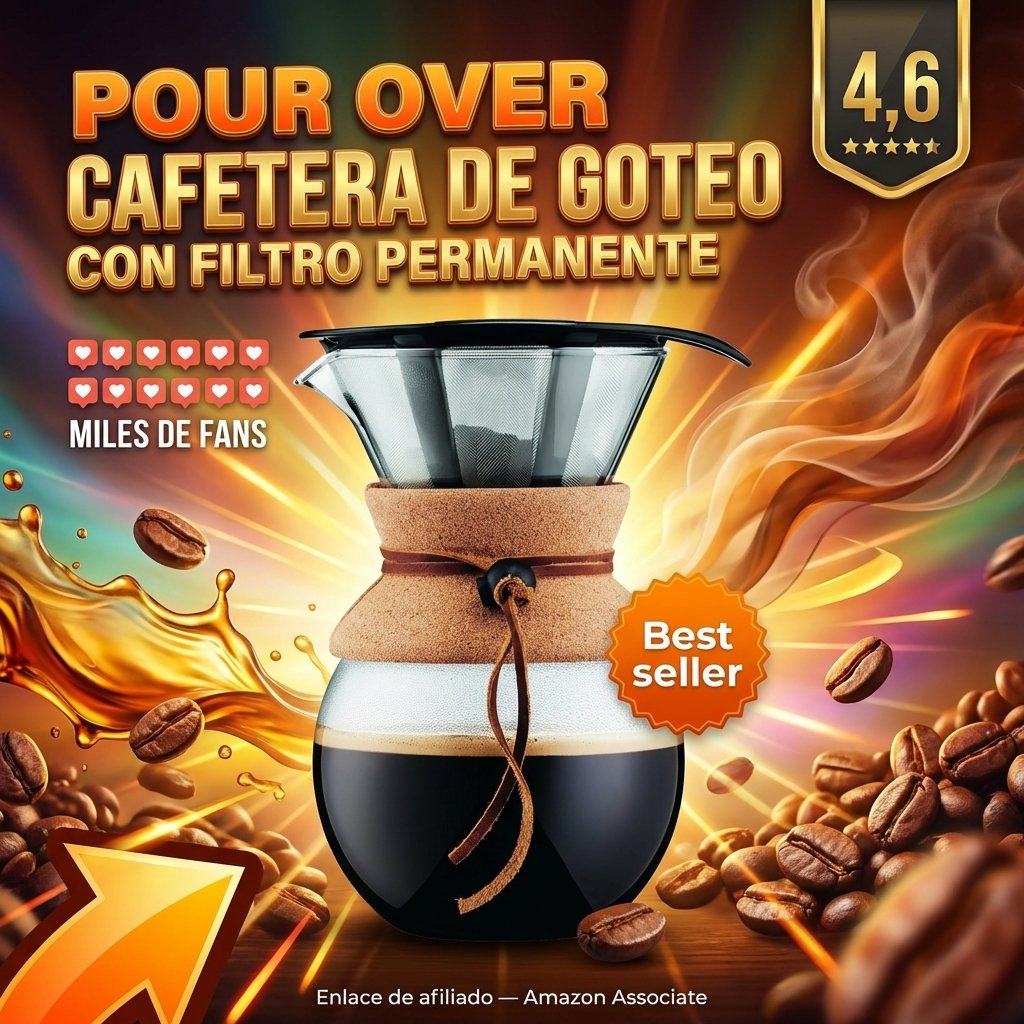 Pour Over Cafetera de Goteo con Filtro Permanente — 1 litro