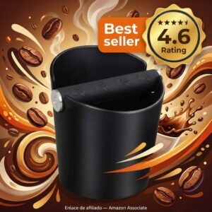 Knock Box de Café Negro Barista: cajón de posos para casa