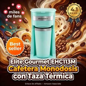 Cafetera Monodosis Elite Gourmet con taza térmica incluida
