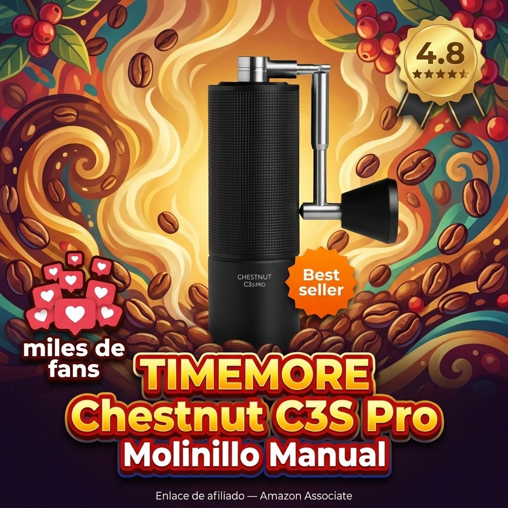 TIMEMORE Chestnut C3S Pro - Molinillo de café manual, acero inoxidable, 48mm, eje de titanio