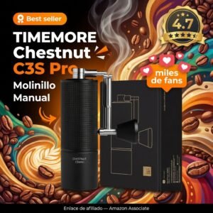 TIMEMORE Chestnut C3S Pro Molinillo Manual – mecanismo cónico acero plegable