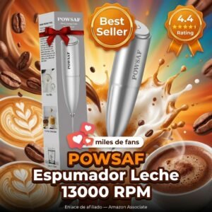 POWSAF Espumador de Leche 13000 RPM – cappuccino cremoso en casa