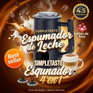 SIMPLETASTE Espumador de Leche 4 en 1 – Cappuccino cremoso en casa