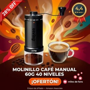 Molinillo de Café Manual 40 Niveles: muele fresco cada mañana