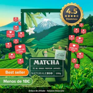 Té matcha orgánico NaturaleBio Premium de Uji, 100 g