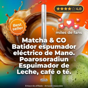 Batidor espumador eléctrico de mano para matcha y café