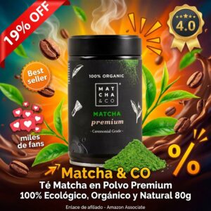 Té matcha en polvo ecológico de grado ceremonial de Japón