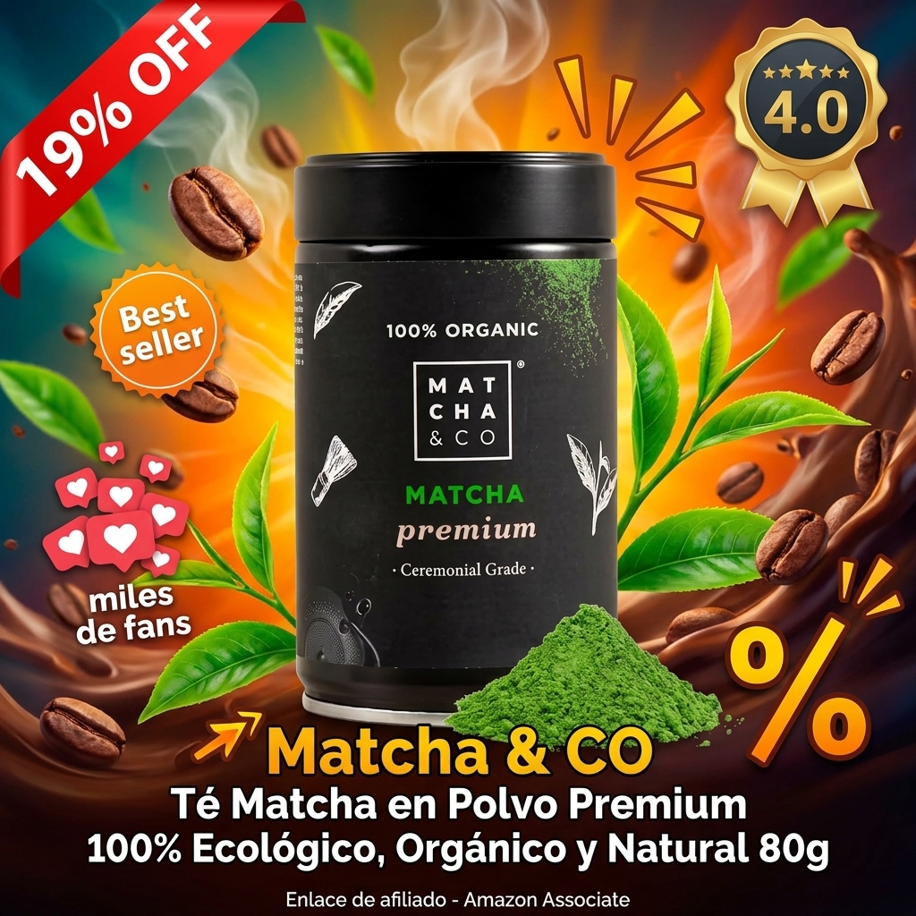 Matcha & CO Té Matcha en Polvo Premium 100% Ecológico, Orgánico y Natural 80g – Té Verde en Polvo Ceremonial de Japón