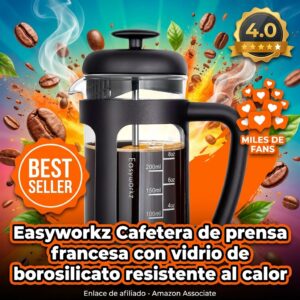 Cafetera de prensa francesa borosilicato filtro 4 niveles