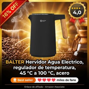 Hervidor eléctrico con regulador de temperatura y doble pared