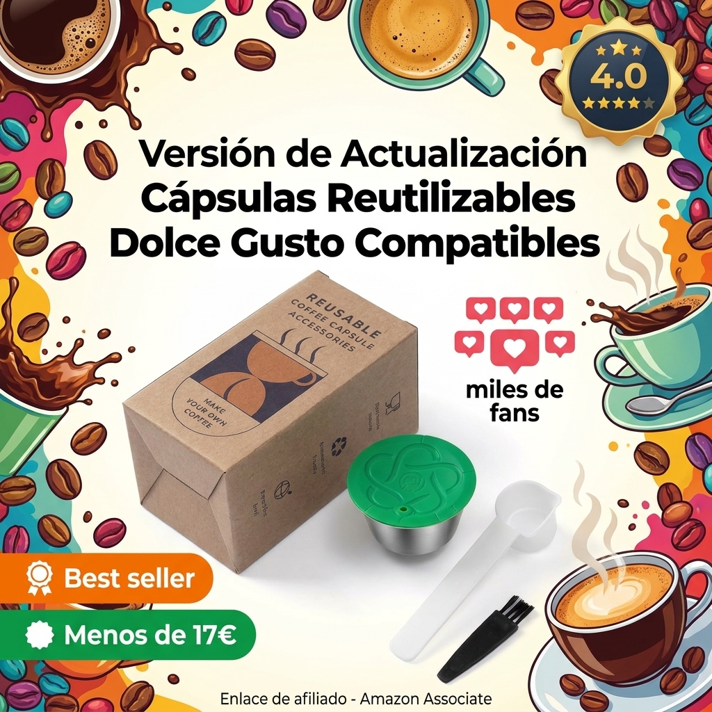 Versión de Actualización Cápsulas Reutilizables Dolce Gusto Compatibles - Acero Inoxidable - Con 1 Cuchara + 1 Cepillo (1 Cápsula)
