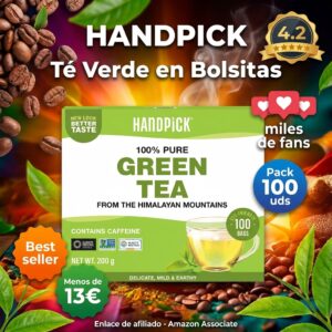 HANDPICK Té Verde – 100 Bolsitas del Himalaya Ecológicas