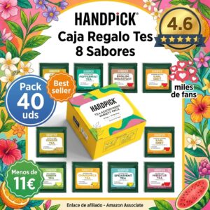 Caja de regalo de tés HANDPICK: 8 sabores, 40 bolsitas ecológicas