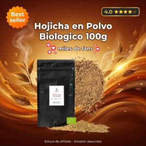 Hojicha en Polvo Biologico de Japon 100g – Bajo en Cafeina