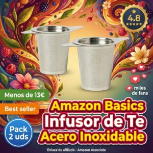 Infusor de té Amazon Basics hojas sueltas, set de 2 piezas