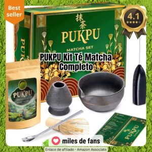 Kit Té Matcha Completo PUKPU con Polvo y Espumador Eléctrico