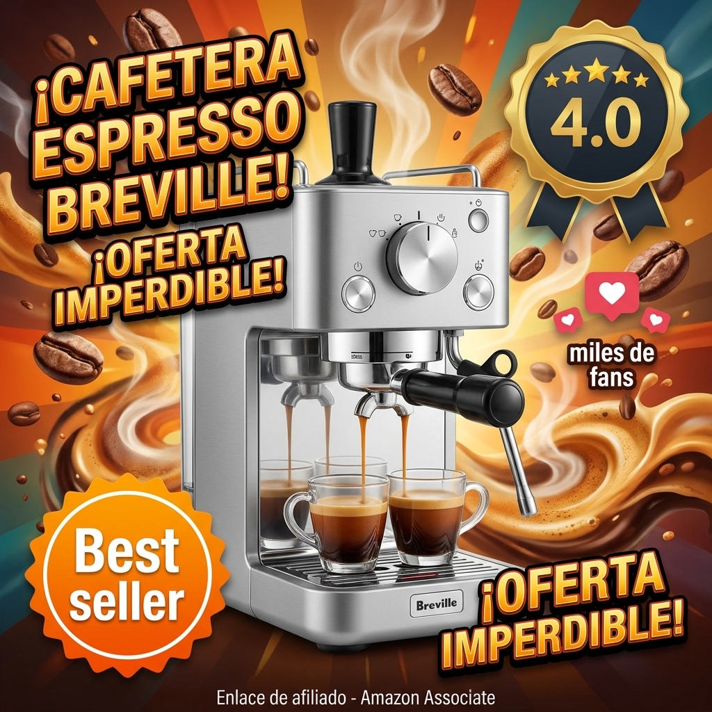 Breville Barista Slimline Cafetera espresso | Espumador de leche integrado | Cafetera compacta para capuchinoscafés latte y más | Bomba de 15 bar | Plata [VCF185X]