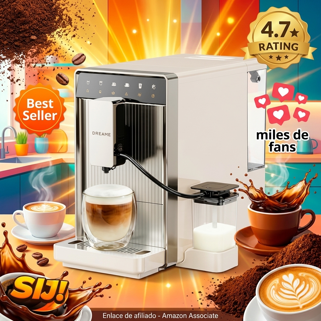 DREAME Ecceluxe Slim Cafetera Espresso Automática, Tamaño Compacto, Sabor de Barista, Autolimpieza Total, Pantalla Táctil con Cinco Variedades de Café