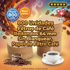 Filtros de café redondos 64mm sin blanquear pack 800 uds