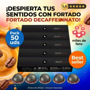 Nespresso Vertuo Fortado Decaffeinato: pack 50 capsulas
