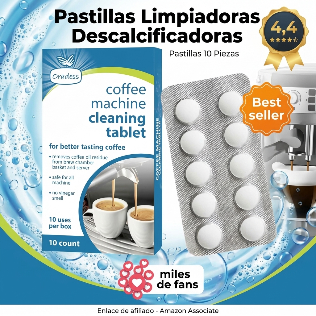 Pastillas Limpiadoras Descalcificadoras Universales, 10 Piezas Para Cafeteras Automáticas, Botellas de Bebidas y Más, Limpieza Profunda con Oxígeno Activo, Compatibles con Todo Tipo de Materiales