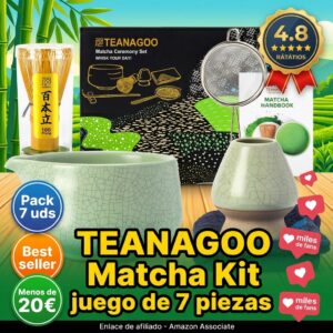 TEANAGOO Kit Matcha 7 Piezas con Cuenco y Batidor Bambú