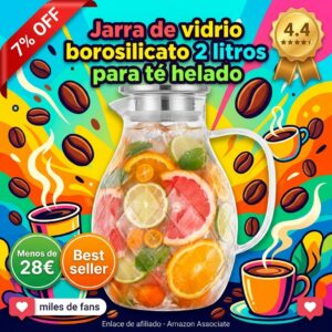 Jarra de vidrio borosilicato para té helado
