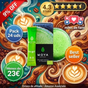 Moya Matcha To Go Té Verde Orgánico en Polvo 24 Sobres