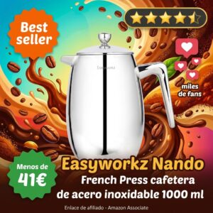 Cafetera francesa térmica de acero inoxidable 1000 ml