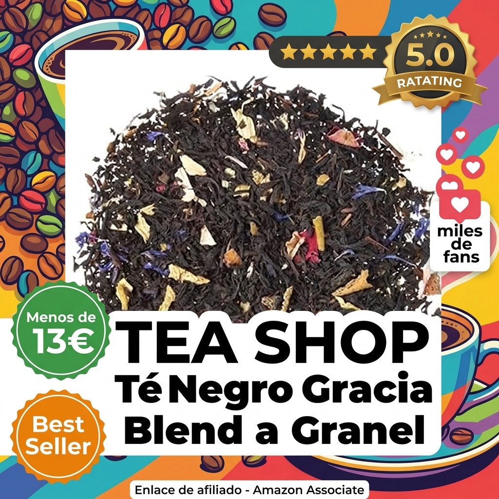 TEA SHOP - Té Negro Gracia Blend Black 100g - 50 Tazas - Formato a Granel - Black tea - En Hojas - Afrutado con Vainilla - Energizante