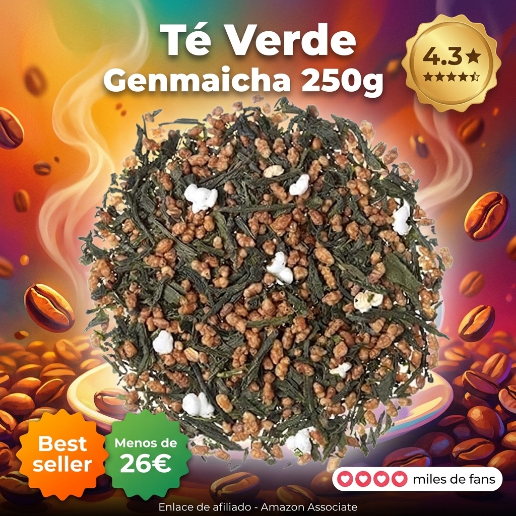 TEA SHOP - Té Verde Japan Genmaicha 250g - 125 Tazas - Formato a Granel - Green tea - En Hojas - De Japón con Arroz Tostado e Inflado - Antioxidante