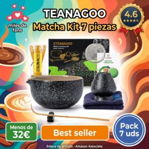 Kit de matcha 7 piezas con batidor de bambú