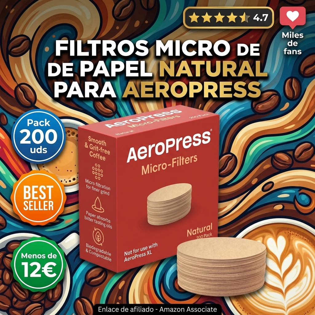 Filtros Micro de Papel Natural para Cafetera AeroPress - Filtros de café redondos de repuesto, no blanqueados, compostables, compatibles con cafeteras AeroPress de tamaño estándar, 200 unidades