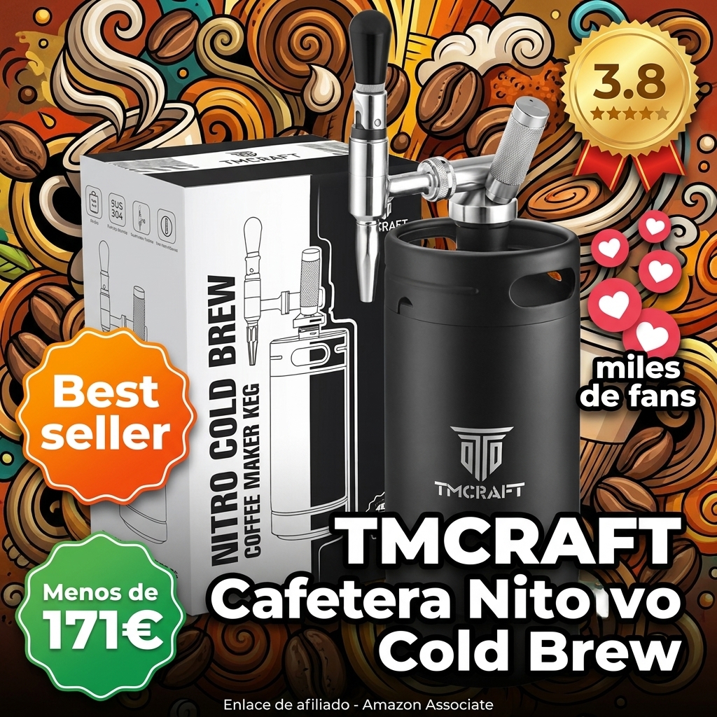TMCRAFT Cafetera Nitro Cold Brew de 128 oz, grifo de acero inoxidable Stout Cream y válvula de alivio de presión, barril de café con nitrógeno
