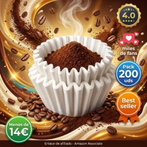 Filtros de café de cesta blancos, pack 200