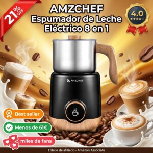 Espumador de leche eléctrico por inducción con 8 funciones