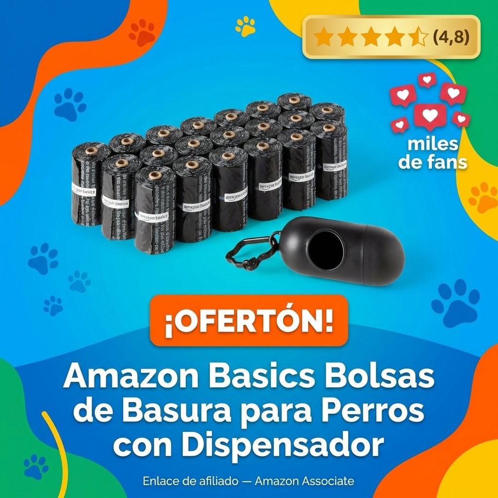 Amazon Basics Bolsas de Basura para Perros con Dispensador — 300 bolsas, sin fragancia