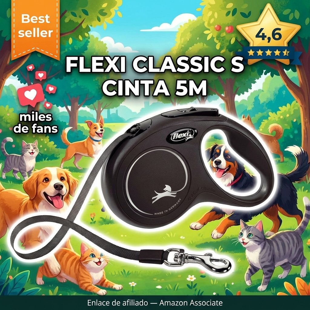 flexi Classic S Cinta 5m — Correa extensible para perros hasta 15 kg