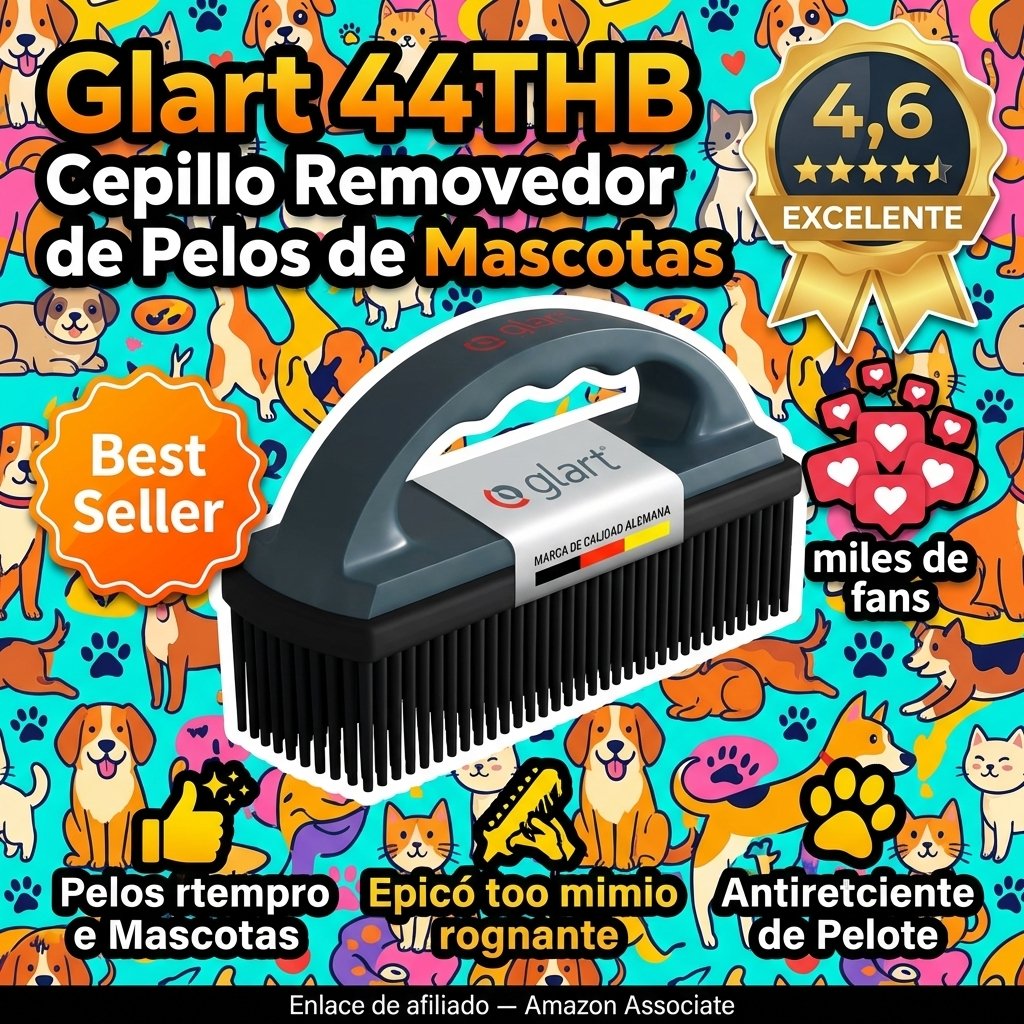 Glart 44THB Cepillo Removedor de Pelos de Mascotas — Silicona antiestática para perros y gatos