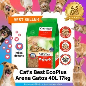 Cat’s Best EcoPlus Arena para Gatos 40L – 7 Semanas de Accion