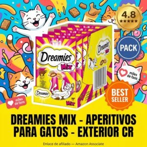 Dreamies Mix Aperitivos para Gatos – Crujientes con interior cremoso pack 6x60g
