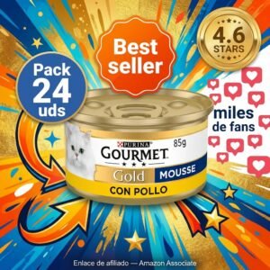 Gourmet Gold Mousse Pollo para Gatos – Pack 24 Latas Comida Húmeda