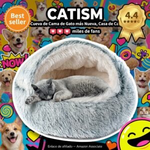 CATISM Cueva Cama para Gatos Donut Felpa 50cm – Calida y acogedora