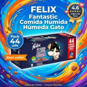 FELIX Fantastic Comida Húmeda para Gatos – Pack 44 Sobres Variedad