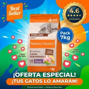 Pienso No Grain para Gatos Esterilizados – Pavo 7 kg Sin Cereales