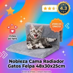 Nobleza Cama de Radiador para Gatos – Felpa Suave 48×30 cm