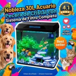 Nobleza Acuario 30L Pecera Cristal con Filtro – set completo