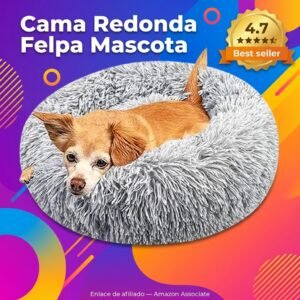 Cama Redonda para Perros y Gatos – Felpa Suave Antideslizante 50 cm